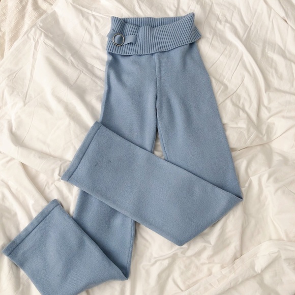 Fashion Nova Light Blue Knitwear Hoodie and Pants set - Picture 3 of 7